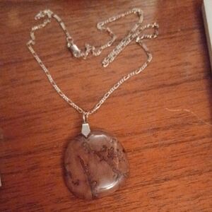 Artisan Silver and Brown Pendant Necklace